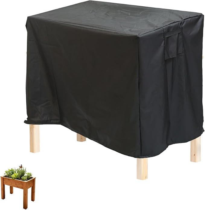 Winter Outdoor Raised Garden Bed Cover 122x78x62cm/48x30x24in 420D Oxford Cloth Waterproof for Elevated Planter Box Stand for Snow Frost &amp Rain Protection (Black Cover Only)