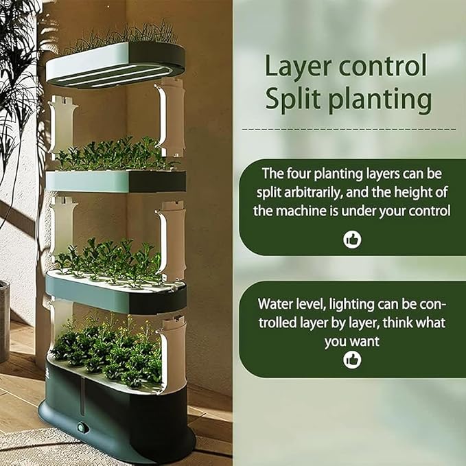 64 Pods Hydroponics Growing System Indoor Vertical Gardening System Kit Garden Hydroponics Tower with LED Grow Light for Gardening Lover