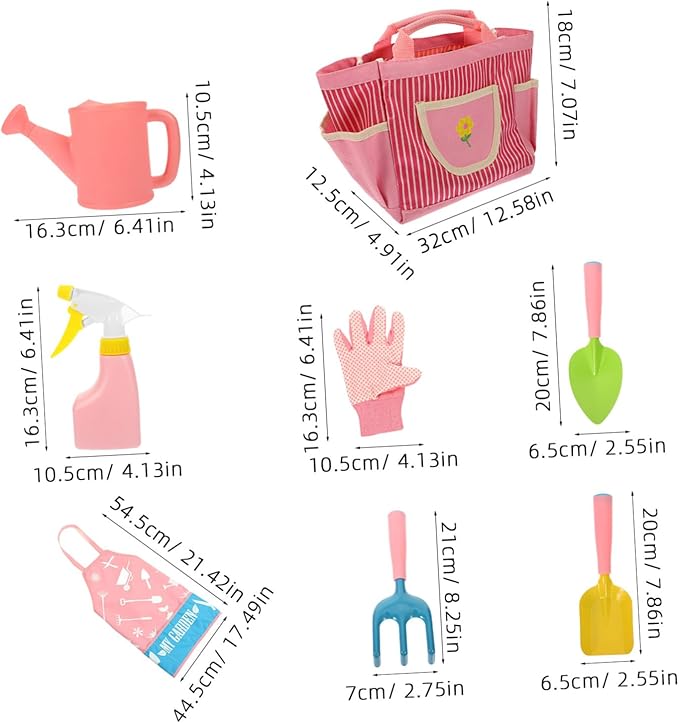 Yardwe 1 Set Kids Gardening Tools Set Shovel Rake Watering Can Gloves Apron Perfect for Kids'