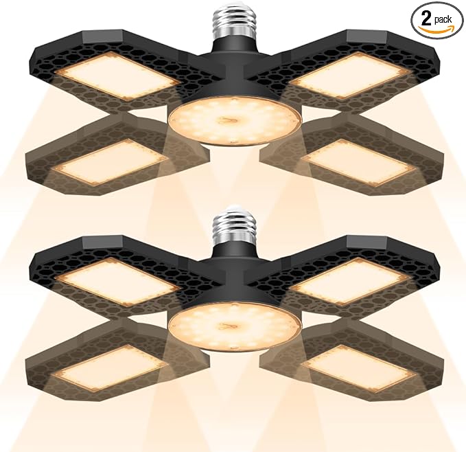 2Pack 200Watts LED Plants Grow Lamp Deformable Indoor Full Spectrum Lights Sunlight E26/E27 Seeds Cultivation Lamps 4 Adjustable Panels Growth Box AC100-277V Green Greenhouse Tent Hydroponics Lighting