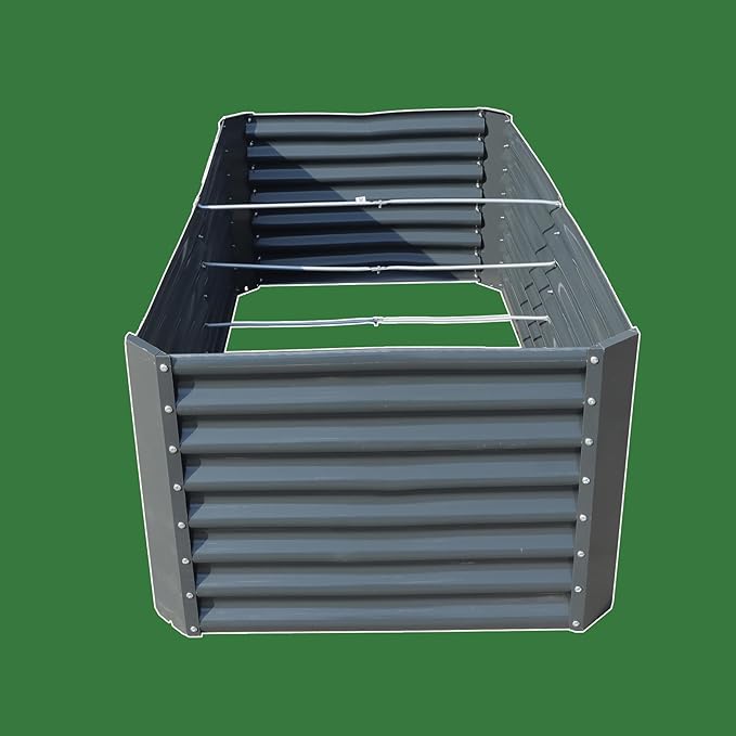 6x3x2Ft 269 Gallons Outdoor Metal Raised Garden Bed Flower Box Gray for Outdoor Vegetables Flowers Herbs Planting