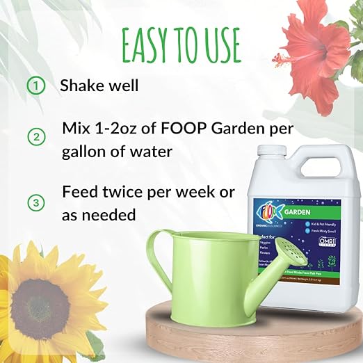 FOOP Garden - Organic Liquid Plant Food Made from Fish Manure (with Fresh Minty Scent) | Fish Fertilizer Alternative Perfect for Veggies Herbs FlowersTreesShrubs | Kid&ampPet Friendly (32oz 2 Pa