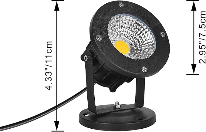 Kiven 7W LED Indoor/Outdoor Waterproof SpotlightDimmable Porch Light with Vinly Siding Hooks9.84 FT Plug-in Cord and Remote Control Plug in Accent Light for Plants Porch Garden