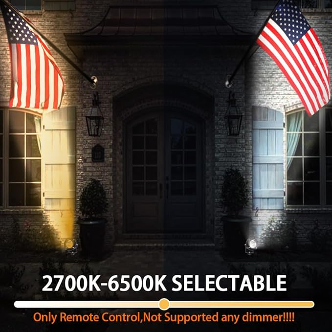 LED Outdoor Spot Lights120V Landscape Lighting Outdoor Spotlight With Plug Cord  2700K-6500K Stepless Dimmable Landscape Light with Timer and Remote for Yard Garden Pathway flag (18W Pack 4)