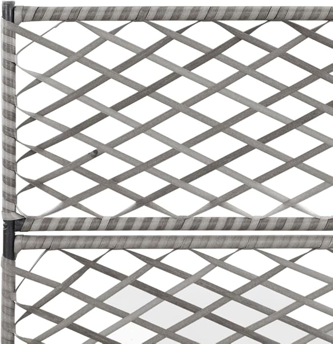Trellis Raised Bed Planter Raised bedsGalvanized PlanterFlower BedTroughMetal PlanterRaised Garden Bedwith 3 Pots 32.7x11.8x51.2 Poly Rattan Gray