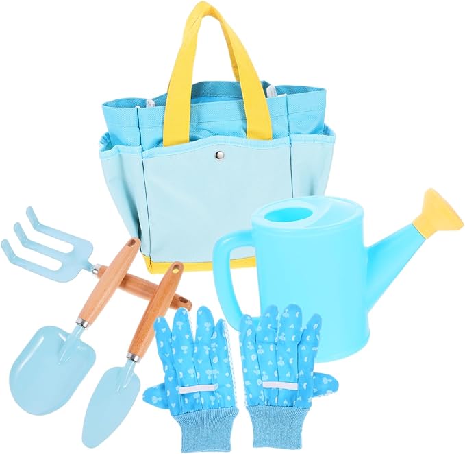 Toyvian 1set Boy Girl Gardening Tool Set Lightweight Gardening Kit for Boys and Girls Includes Shovel Rake Watering Can and Storage Bag for Outdoor Fun and Planting Activities