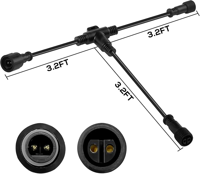 SUNTHIN 4 Pack Outdoor Landscape Lighting with Dusk to Dawn Sensor Controller Bundled 9.8FT T Shape Extension Cord