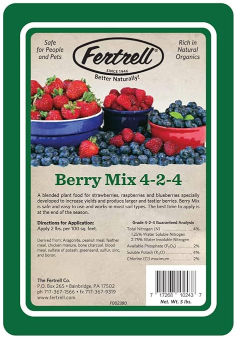Berry Mix 4-2-4 Organic Fertilizer 5lb 25lb or 50lb