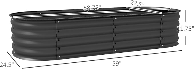 4.9' x 2' x 1' Galvanized Raised Garden Bed Kit Outdoor Metal Elevated Planter Box with Safety Edging Easy DIY Stock Tank for Growing Flowers Herbs Vegetables Dark Gray