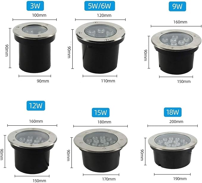 Outdoor Recessed Underground Light - Ground Landscape Lights Round Garden LED Underground Light IP66 Waterproof AC85-265V LED Recessed Ground Spotlights for Deck Driveway Patio Pathway (Yellow 18W