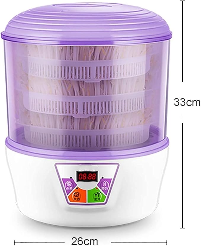 Home Bean Sprouts Machine 2 Layers Automatic Beansprout Growing Kit 360° Watering Intelligent Constant Temperature for Mung Bean Radish Wheatgrass
