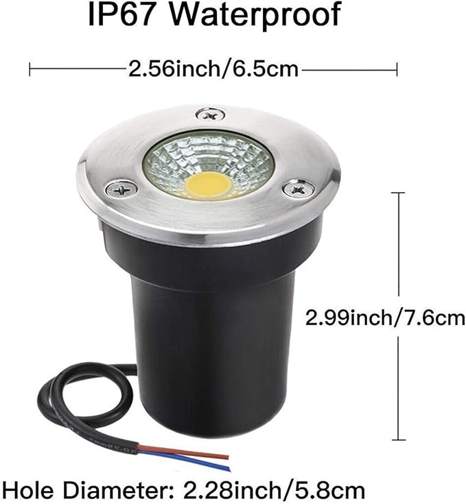 4PCS Recessed Outdoor Spotlights - Outdoor Buried Lights Low Voltage Landscape Light 3W Round Underground Light/COB In Ground LED Light/IP67 Waterproof Mini Landscape Lighting f