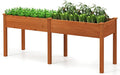 Giantex Raised Garden Bed with Legs 73''x23''x30'' Elevated Wood Planter Box with Divider Panel &amp Drainage Holes Outdoor Raised Planter for Vegetables Herbs Flowers Backyard Gardening (Orange)