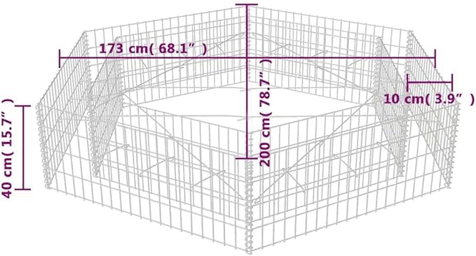 Metal Gabion Planter for Outdoor Gardening Large Galvanized Steel Flower Beds Box Plant Herb &amp Vegetable Planting - 78.7x68.1x15.7