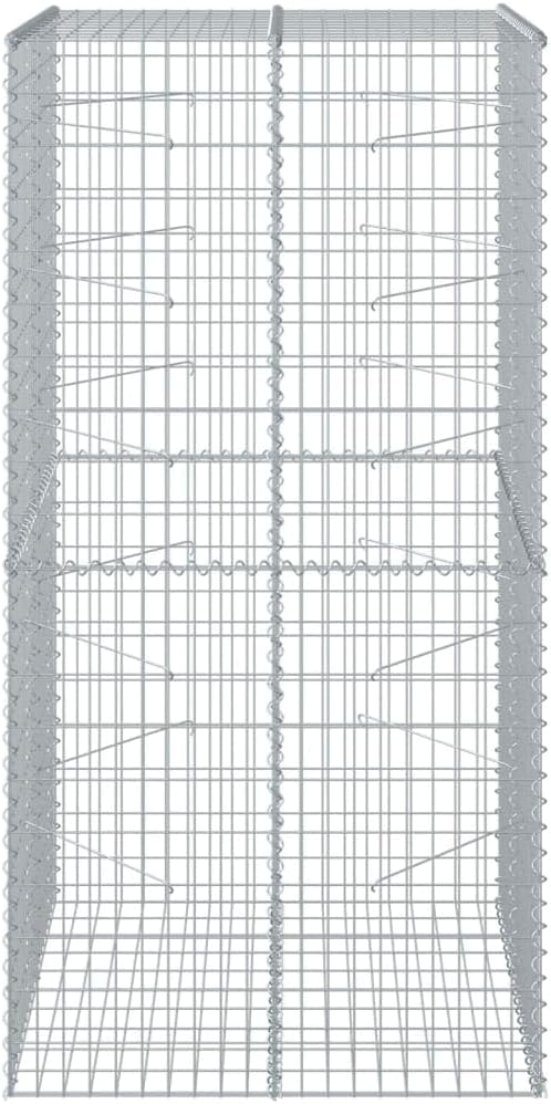 Gabion Basket with Cover 39.4x39.4x78.7 Galvanized Iron Raised Garden Bed Metal Planter Outdoor Garden Box for Landscaping Privacy Screens and Garden Decoration