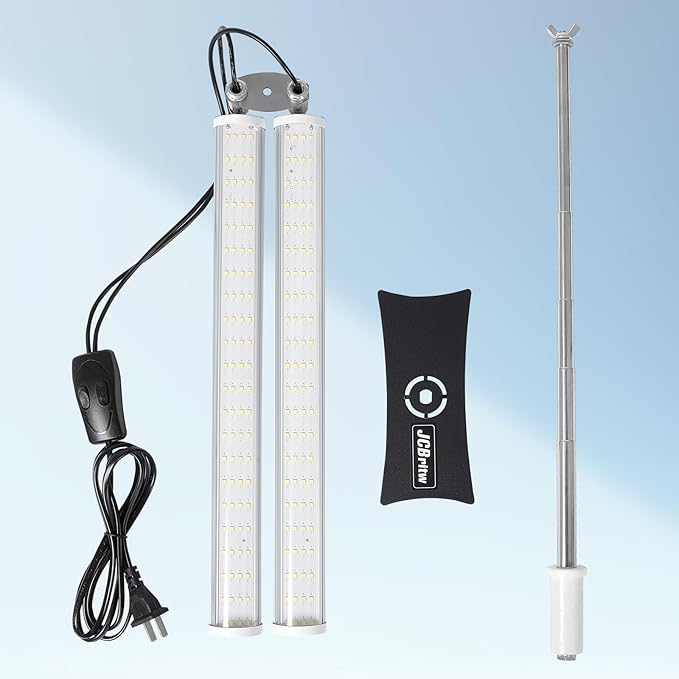 JCBritw Standing LED Grow LightAdjustable Dual Head T12 Bar Plant Light White 6500K Full Spectrum Plant Grow Lamp on Stand for Indoor Plants Seed Starting Seedlings Veg Flower