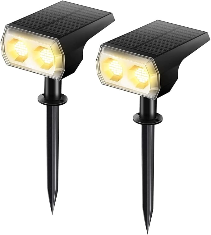 48 LEDs Solar Lighst Outdoors Landscape Spotlights Wireless Waterproof Outdoor Solar Spotlights for Yard Garden Patio Hot(2pcs Warm White)