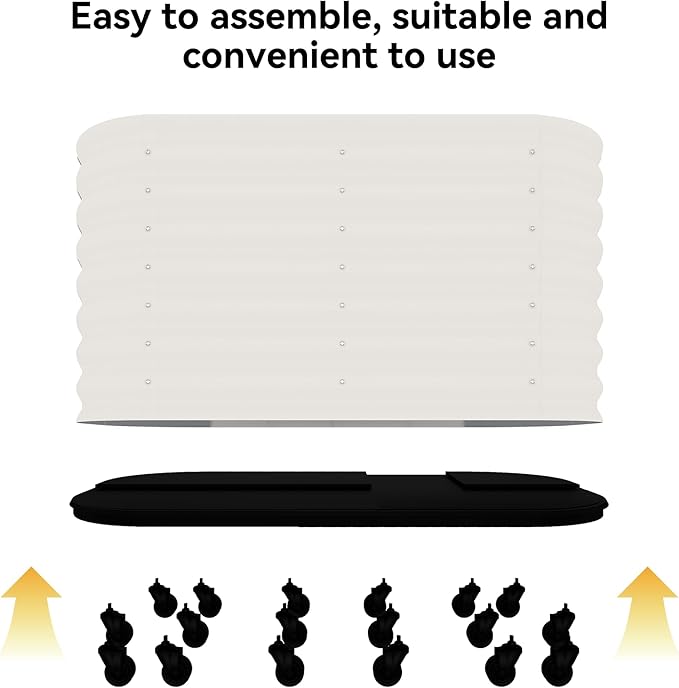 Portable Self-Watering Raised Garden Bed White 59x24x28in Metal Planter with Water Storage