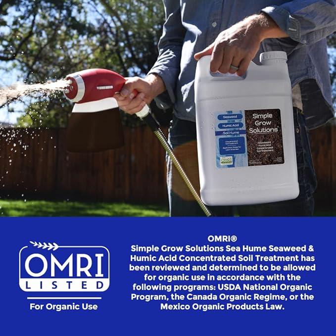 Super Seaweed Humic Fulvic Acid Blend- Liquid Carbon - Soil Hume - Simple Grow Solutions- Natural Lawn &amp Garden Concentrated Treatment- Increase Nutrient Uptake (2.5 Gallons)
