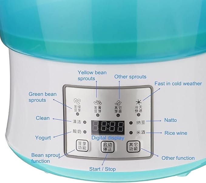 Automatic Bean Sprout Machine 3-Layer Constant Temperature Large Capacity Seed Germination Kit with Digital Display and Thicker Double-Layer Platen Design for Make natto Rice Wine Any Seeds