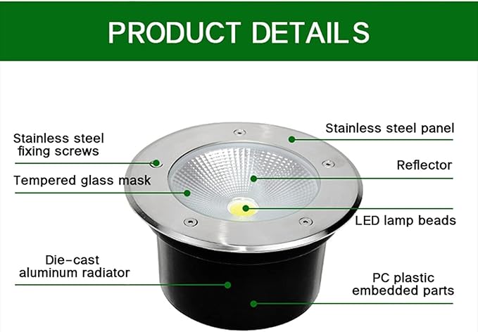 Ground Spotlights - LED Recessed Floor AC12V Outdoor LED IP67 Waterproof LED Outdoor Courtyard COB Landscape Tree Light Floor Lamp(Warm Light3W)