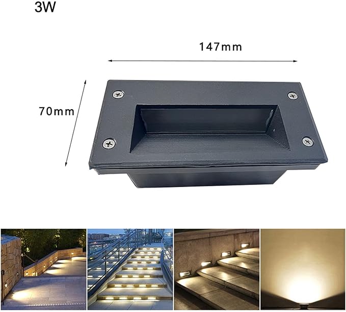 LED Recessed Step Light - IP65 Waterproof AC85-265V Outdoor Corner Wall Spotlight for Corridor Lighting