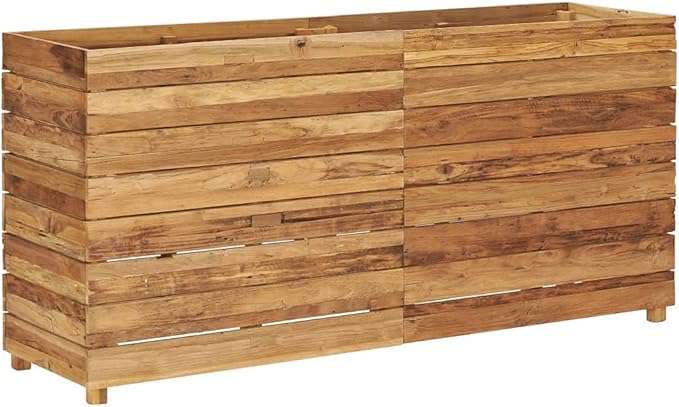 Elevated Garden Bed Planter Box | for Organic Herbs Vegetables Plants Flowers | Outdoor Planters Raised Bed 119.6x15.7x28.3 Recycled Teak and Steel [Lightning Shipping]
