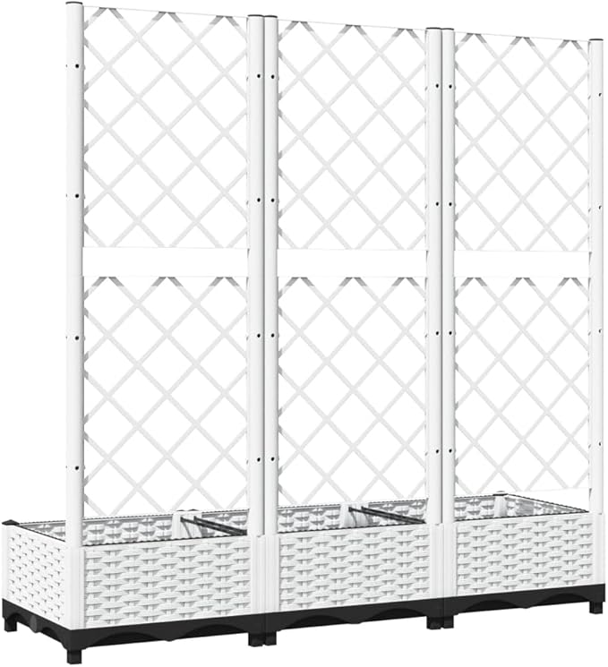Garden Planter with Trellis Trellis with Planter Box Outdoor Raised Garden Bed for Climbing Plants Raised Garden Bed Garden Planter Box White 47.2x15.7x47.8 PP