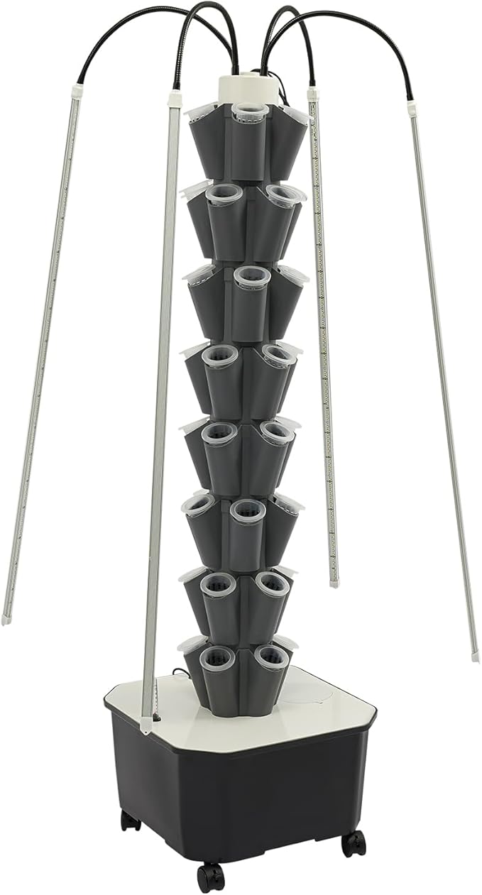 Hydroponic Growing Tower System Kit 40-Plant Vertical Hydroponics Garden Tower with LED Grow Light for Outdoor Indoor Herbs Fruits Vegetables Smart Garden Planter Kit