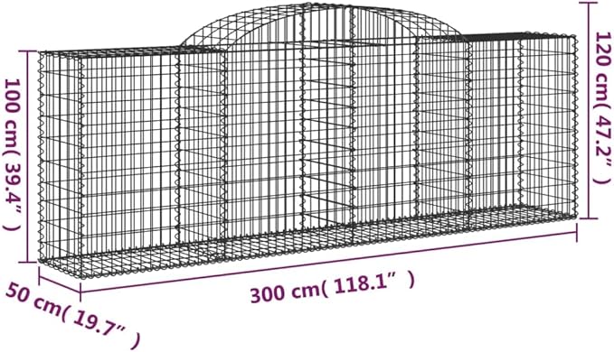 3-Piece Galvanized Gabion Basket Set 118x118x47 in Raised Garden Bed for Outdoor Backyard Patio