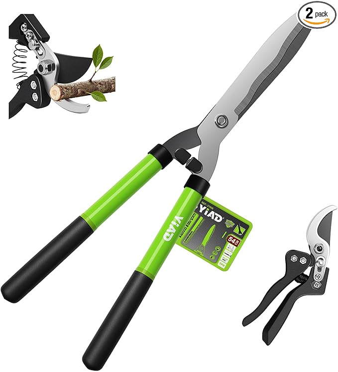 21Garden Hedge Shears and 8Pruning Shears SetManual Hedge Clippers with Steel Wavy Blades Heavy Duty Gardening ClippersSharp Pruners Scissors for Trimming BordersGrassBushBoxwood Yard Tools