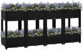 63x63x28 Raised Garden Bed Matte Black PP Box with Dual Shelves Outdoor Balcony Patio Planter for Herbs Tomatoes Flowers