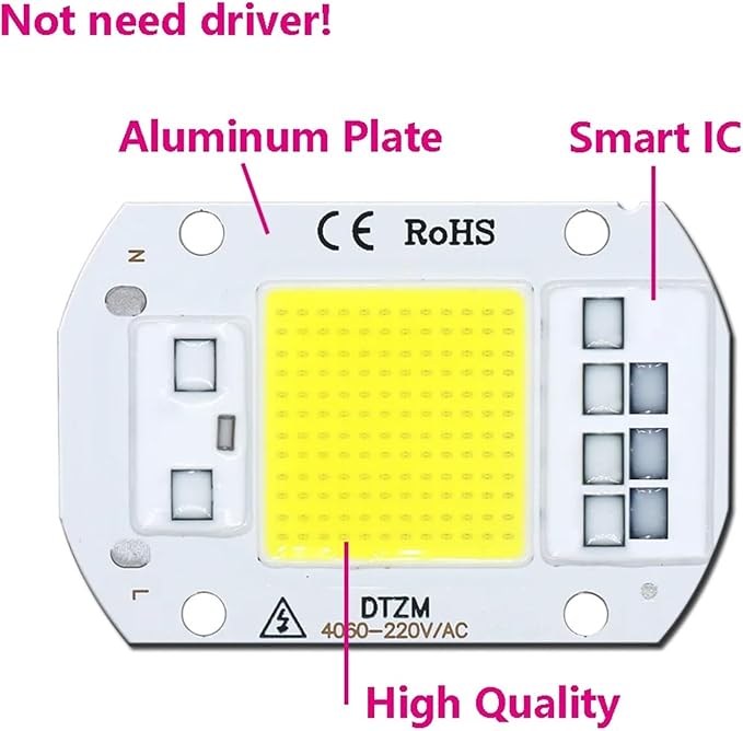 10PCS LED Chip Diode 220V LED Lamp 50W 30W 20W No Need Driver for Flood Light Spotlight LED Full Spectrum Plant Growth Lamp chip(WarmWhite50W)