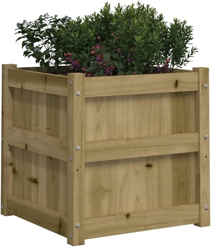 Garden Planters 2 pcs Flower Box Large Pine Plant Impregnated Wood Outdoor for Vegetable Bed Gardening Planting Growing