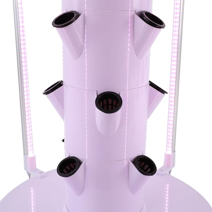 28-Plant Hydroponic Growing Tower – Indoor Vertical Garden Kit with LED Grow Lights 7.92 Gal Water Tank 6-Preset Timer &amp Wheels (20.86 x 53.54 in) for Herbs/Veggies/Flowers (Black Tank)