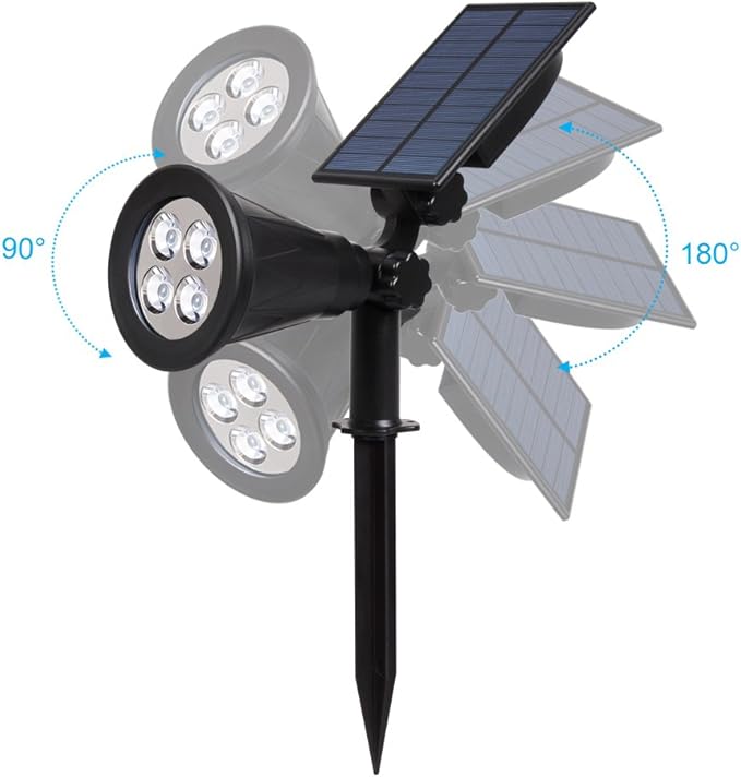 T-SUN Solar Spotlights Outdoor Waterproof Auto Turn ON/Off Solar Lights Blue 2 Pack &amp Yellow 2 Pack