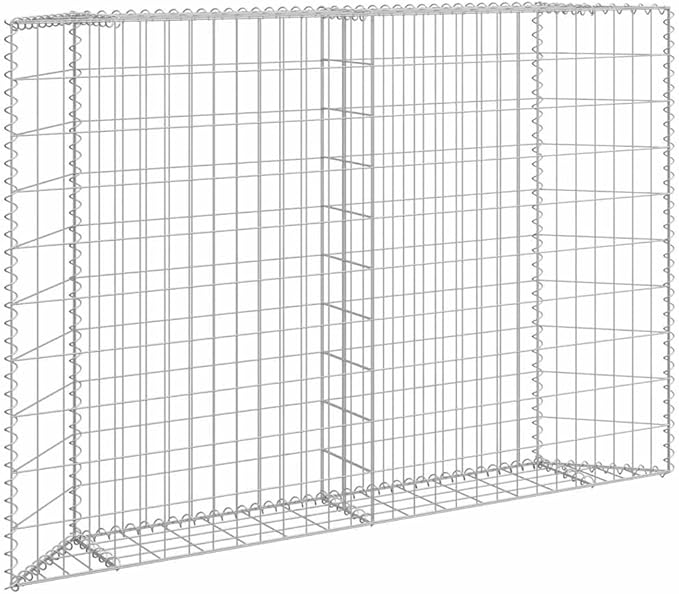 YAFF Galvanized Steel Gabion Raised Bed Silver Trapezoidal Outdoor Garden Bed – 59.1x7.9x39.4 inches