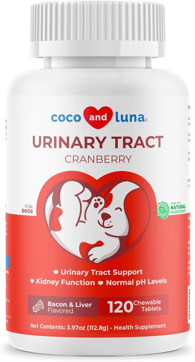 Cranberry Supplement for Dogs – Supports Urinary Tract &amp Bladder Wellness – Natural Chewable Tablets