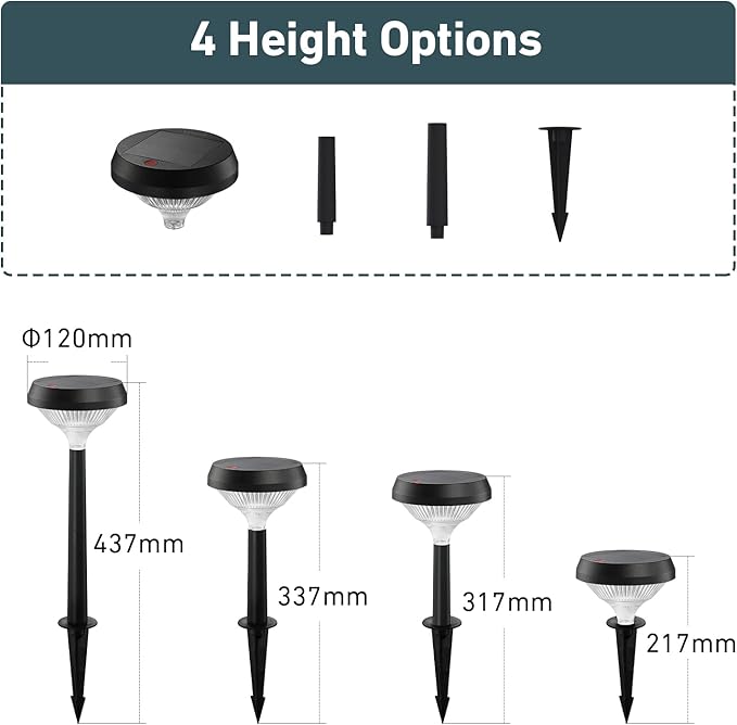 Linkind Multicolor Solar Spot Lights 4 Pack+ Warm White Solar Pathway Lights 8 Pack
