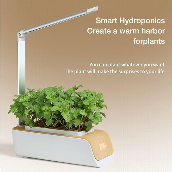 Hydroponics Growing System with Smart LED Grow Light Water &amp Temp Reminder Adjustable Height Indoor Herb Garden Kit