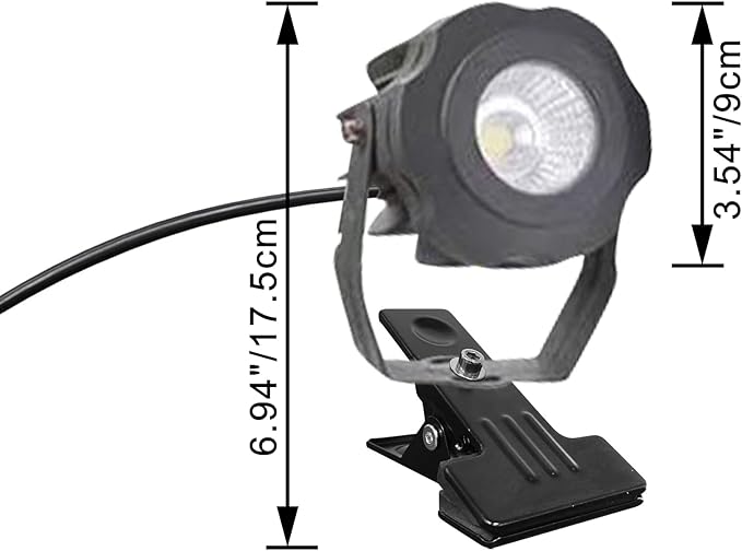Kiven IP65 Waterproof LED Landscape Clamp Light LED Decorative Spotlight Lamp with Plug-in Cord and Timer for Indoor Outdoor Yard Step Statue Tree Art Work Show (10W Warm White)