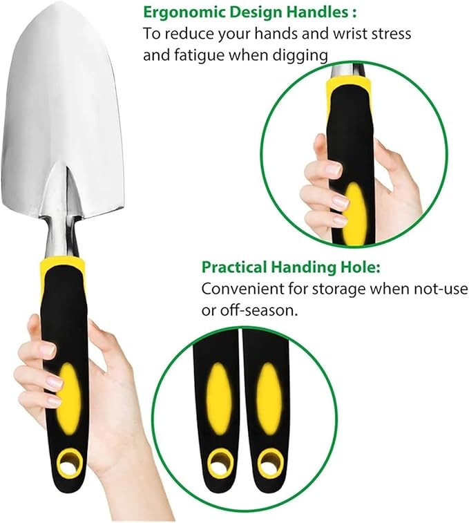 Premium 4-Piece Garden Tool Set with Trowel Cultivator Hand Rake Transplant Trowel and Durable Gardening Gloves for Efficient Weeding and Soil Loosening