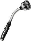 RESTMO Watering Wand Heavy Duty Metal Garden Hose Wand with Thumb Flow Control 15-Inch Long Hose Nozzle Sprayer with 10 Spray Patterns Ideal to Water Hanging Baskets and Shrubs Silver