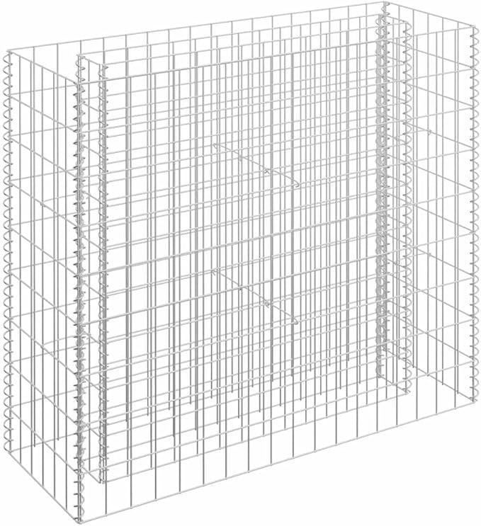 Gabion Raised Bed Silver Galvanized Steel Garden Pot Gardening Pot for Patio Lawn 35.4x11.8x35.4 in
