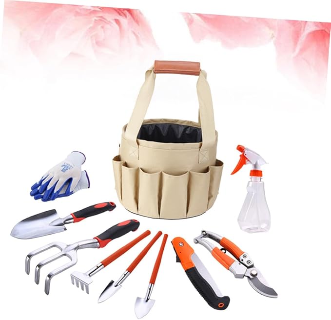 Garden Tools Set 10pcs Kit Hoe Rake Shovel Weeding Tools Durable Easy to Carry Ideal for Flower Vegetable Gardening