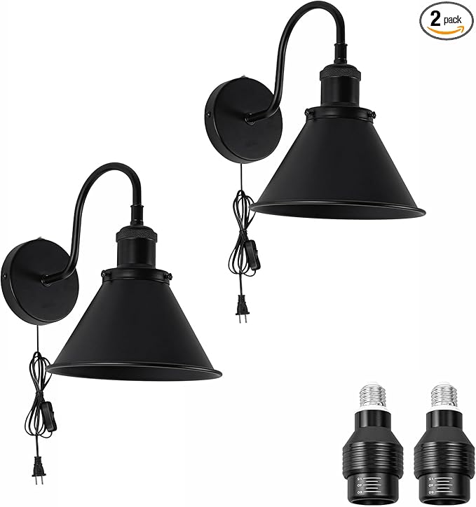 2-Pack Hook Type Wall Mounted Plant Light for Indoor Growing Full Spectrum 4500K 10W Adjusted Angle &amp Light Beam Range 15°-60° Black Wall Lamps for Plants Flowers