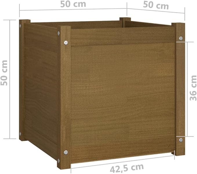 Garden PlanterMultifunctional Raised BedPlant Privacy FenceBalcony Planter BedsHerb PlantersGreenhouse Planterfor HerbsFlowersOutdoorHoney Brown 19.7x19.7x19.7 Solid Wood Pine