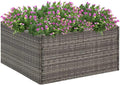 Outdoor Raised Garden Bed Planter Box Wicker Garden Planter Raised Garden Boxes for Vegetables Flowers Herbs Gray 31.5x31.5x15.7 Poly Rattan-703