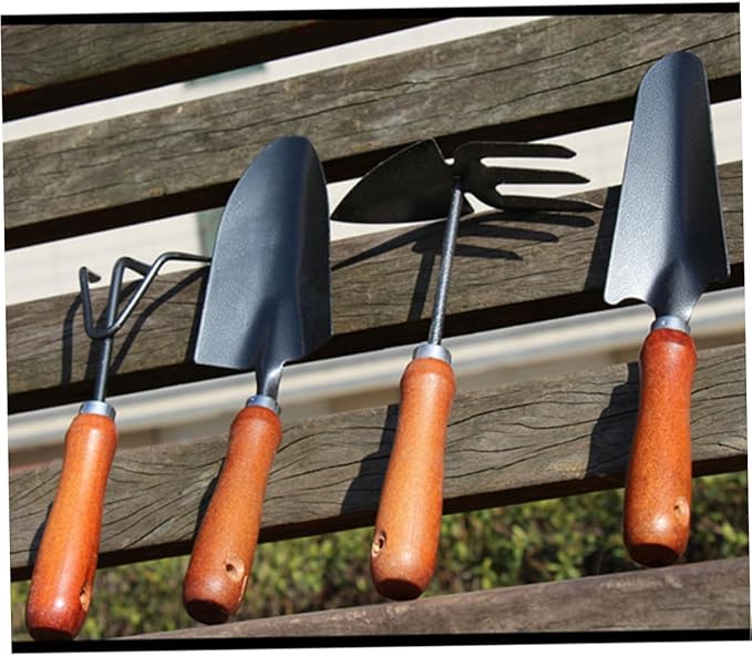 SUPVOX 1set Mini Garden Tool Set Sturdy Iron Spade with Handle for Planting Transplanting and Weeding for Gardening Enthusiasts and Flower Lovers 4pcs