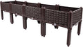 Gdrasuya10 Set of 4 Raised Garden Bed for Outdoor Plant Elevated Planter Boxes Stand with Legs Herb Flowers Vegetables Plastic Planter Box for Patio Yard Balcony 15.3 Brown